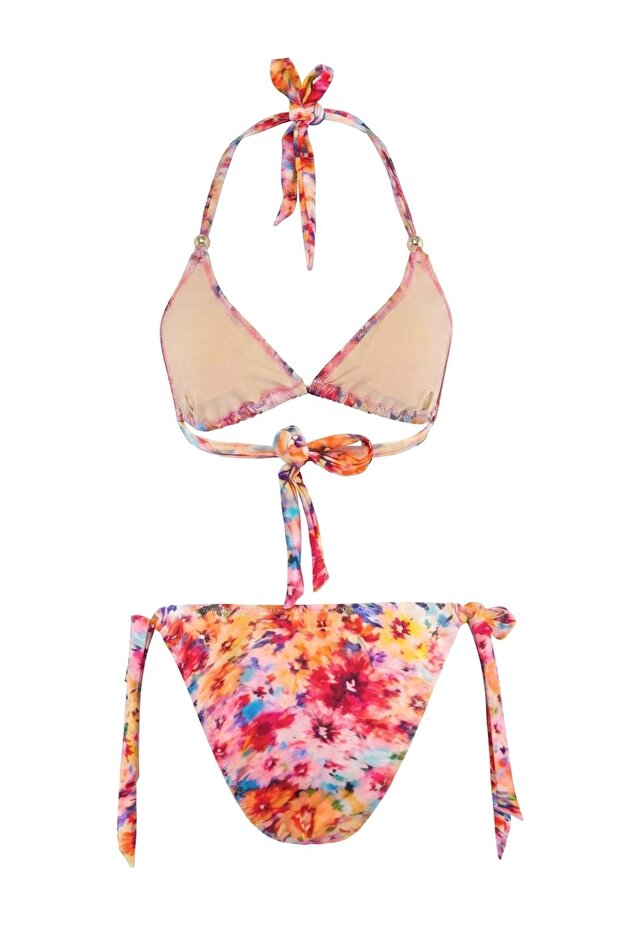 Çiçek Desenli Üçgen Kaplı Normal Bel Regular Bikini Takımı TBESS26BT00153 - 5
