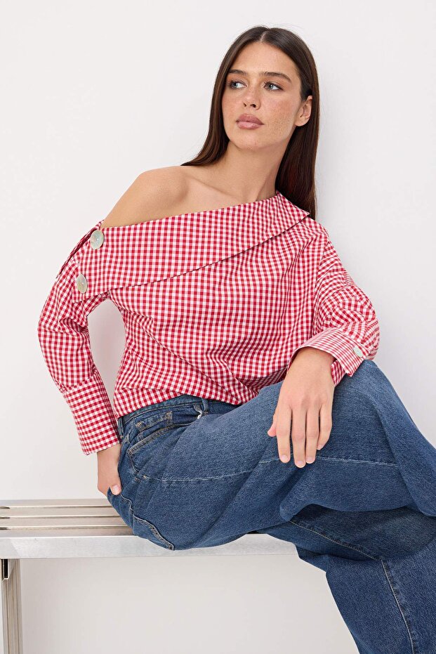 Kırmızı-Çok Renkli Dokuma Alt&Üst Bluz TWOSS26BZ00666 - 2
