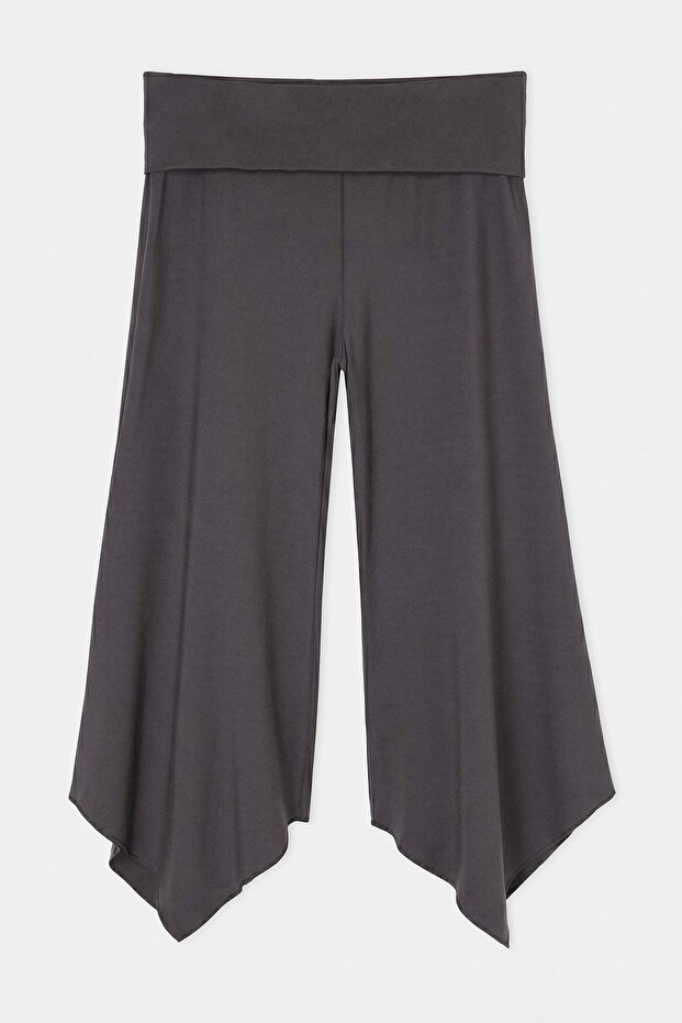 Antrasit Fırçalı Soft Kumaş Asimetrik Büyük Beden Spor Yoga Eşofman Altı TBBSS26AJ00011 - 4