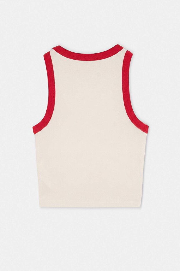 Ekru Fitted/Vücuda Oturan Kolsuz Crop/Kısa Yumuşak Örme Atlet TWOSS26AL00114 - 7