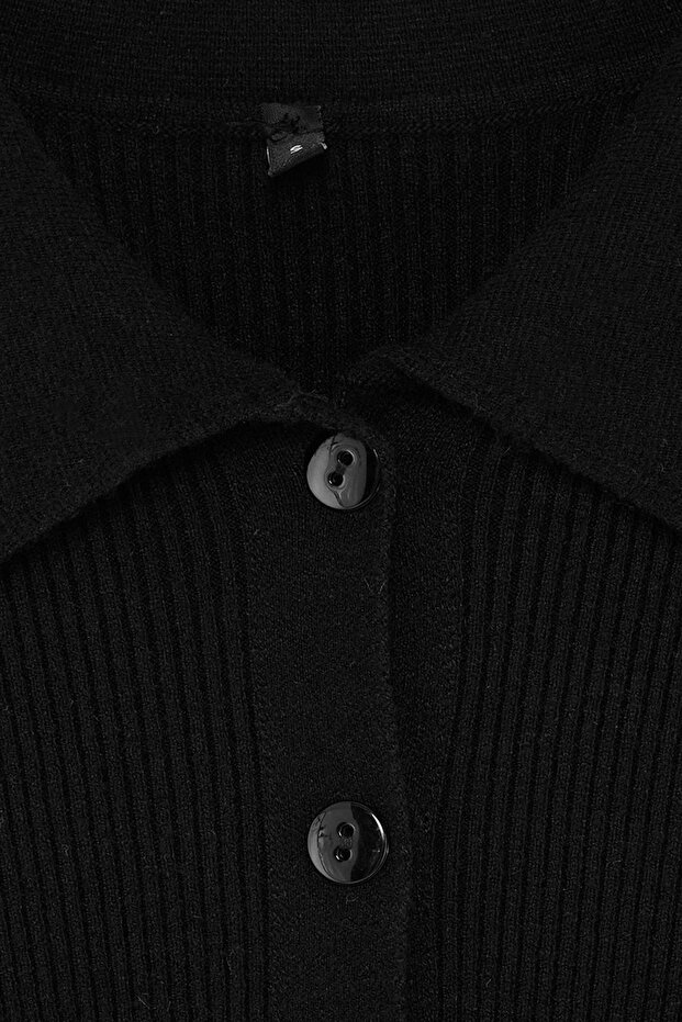 Wardrobe Essentials Sarı Premium İplik Polo Yaka Triko Hırka | TWOAW26HI00225 - 2