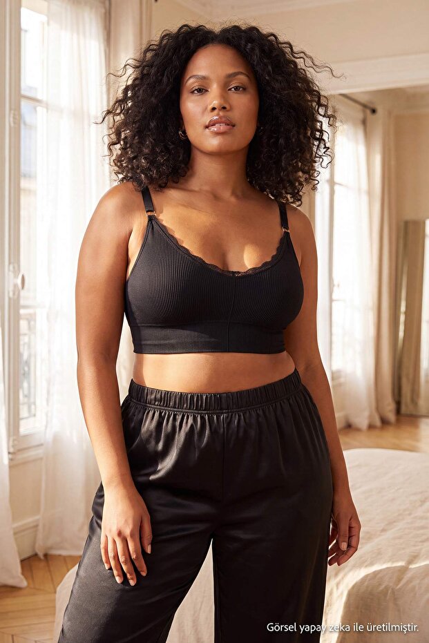 Çok Renkli 2li Seamless/Dikişsiz Dantel Detaylı Kapsız Askılı Bralette Sütyen TBBSS26CW00018 - 4