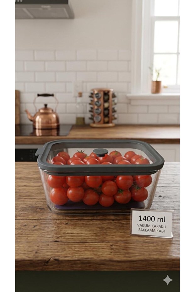 Glass Lockable Airtight Leak-Proof Storage Container with Transparent Lid and Anthracite Edges 1400 ml