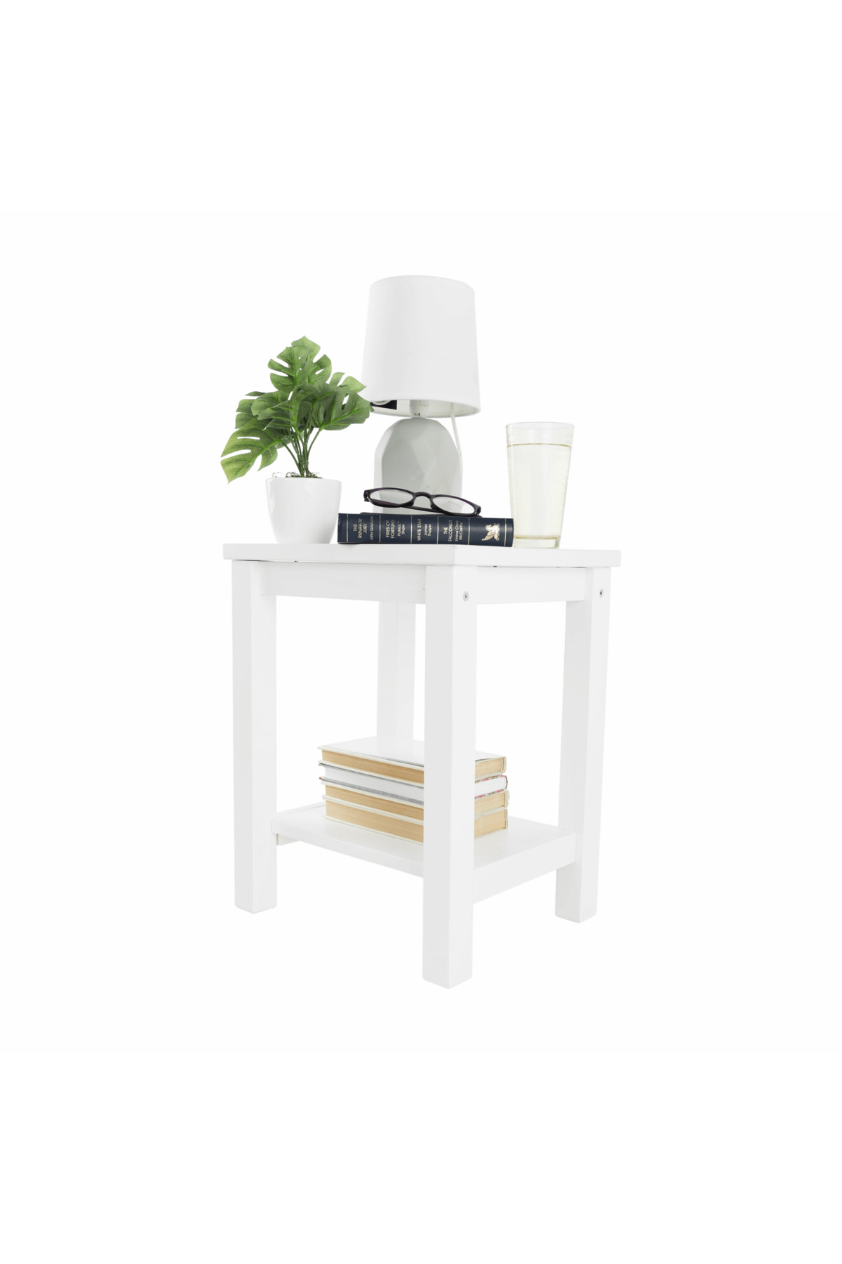 Bedside table, solid wood/white, FOSIL - 3