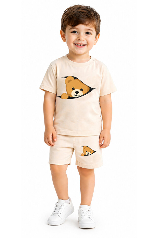 Boy's T-Shirt Shorts Set Bear Cotton