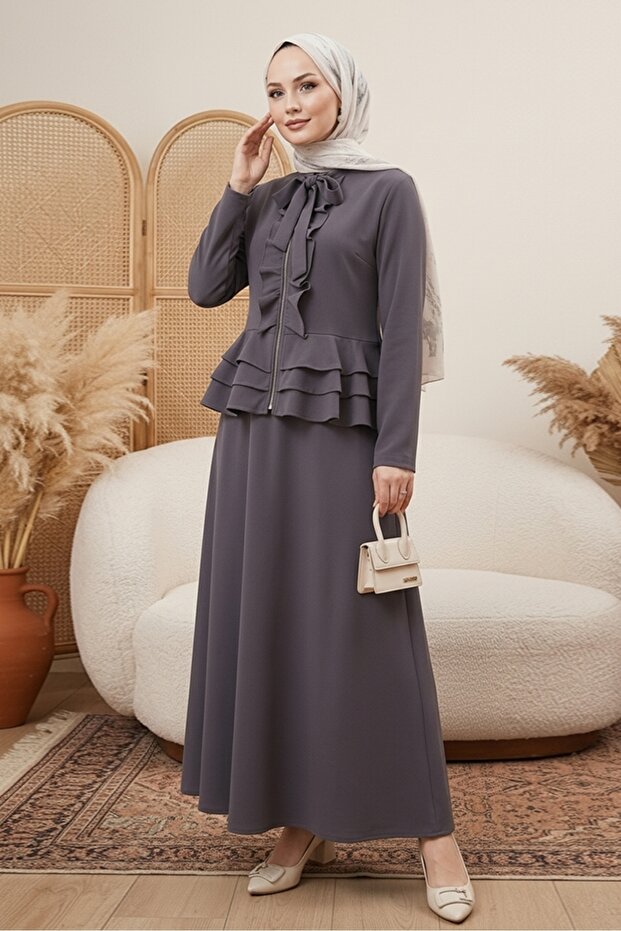 Nesla Tunic Skirt Double Set 1418 - Anthracite