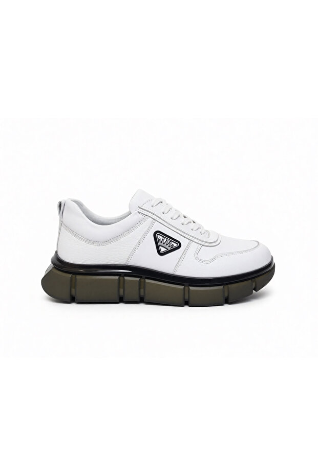 Men's White Inside and Outside Genuine Leather Casual Men's Shoes Casual 1237