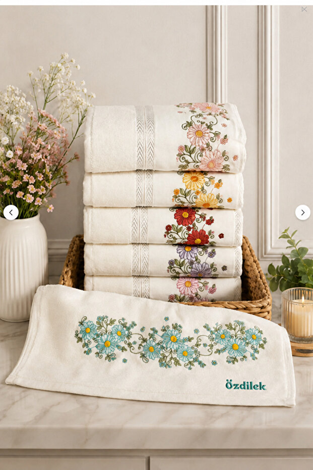 6 Pieces of Azalea Embroidered Towel Model 22-15