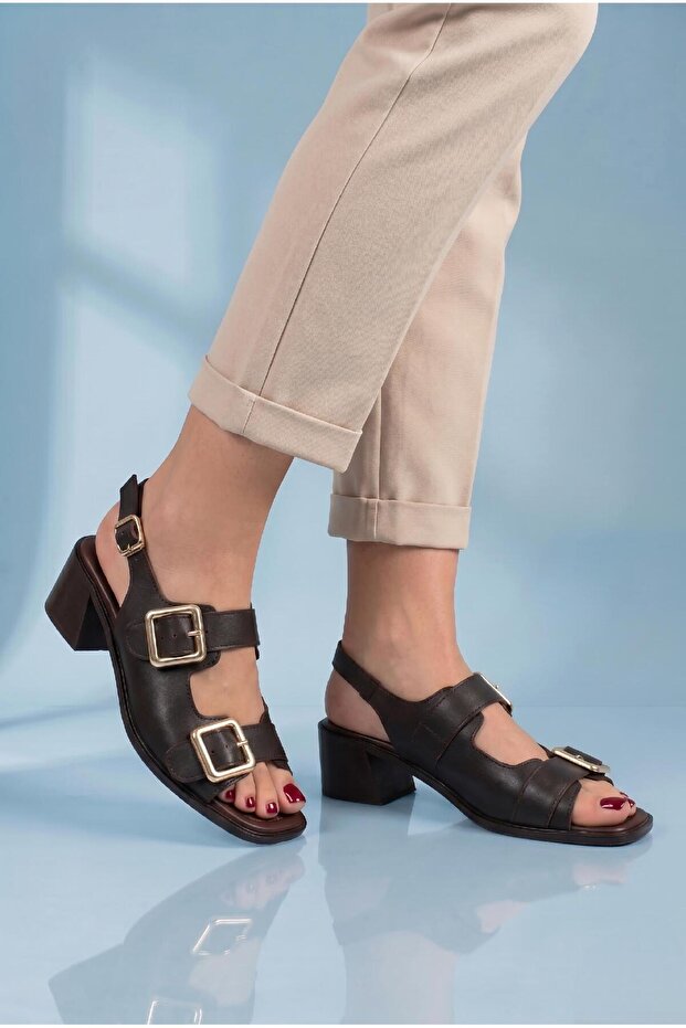 Women's high heel genuine leather large size sandals 41-42-43-44-45-