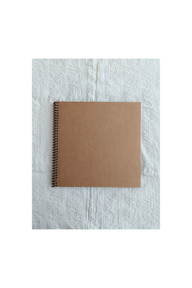 Kraft Kapak Defter 20x20 cm – 30 Yaprak 60 Sayfa, 100 Gr Kraft İç, Scrapbook, Eskiz Defteri - 5