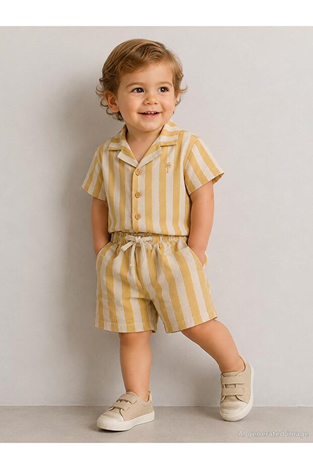 Striped 6-18 Months Shorts - Mustard