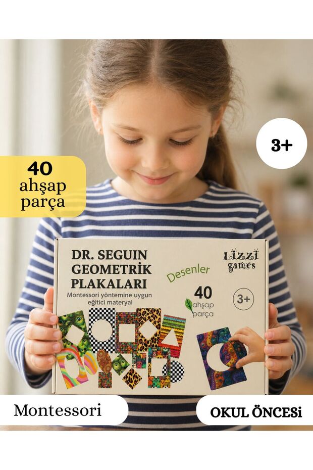 Bultak Educational Toy, Montessori Wooden Educational Game – Dr. Seguin Geometric Plates Shape and Pattern Matching