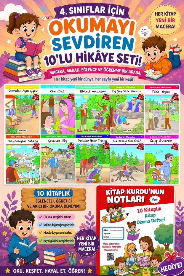Set of 10 Stories That Make You Love Reading for 4Th Graders (Book Reading Notebook Gift)