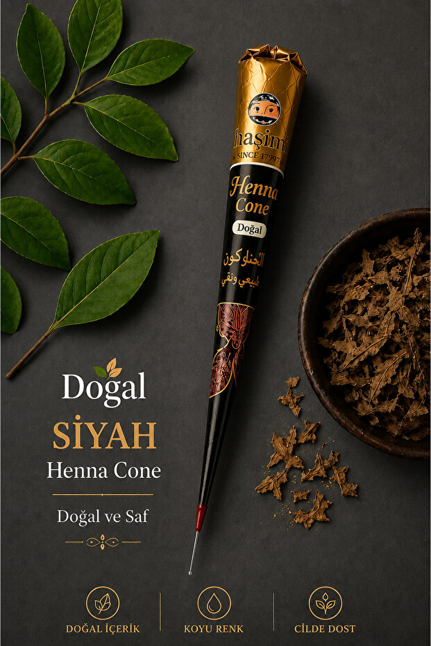 hennadibace Siyah Hint Kınası Külah Hint Kınası - Black Henna Cone Tattoo Henna Stencil - Geçici Dövme Kınası (1 Adet)