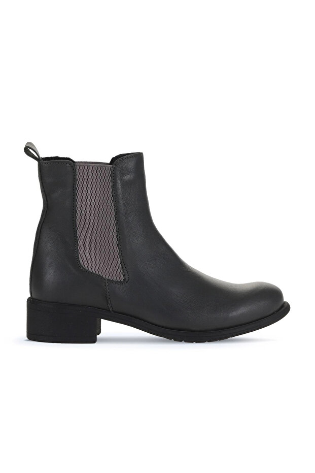 Gray Dark Leather Women's Heeled Boots 01Wz7404