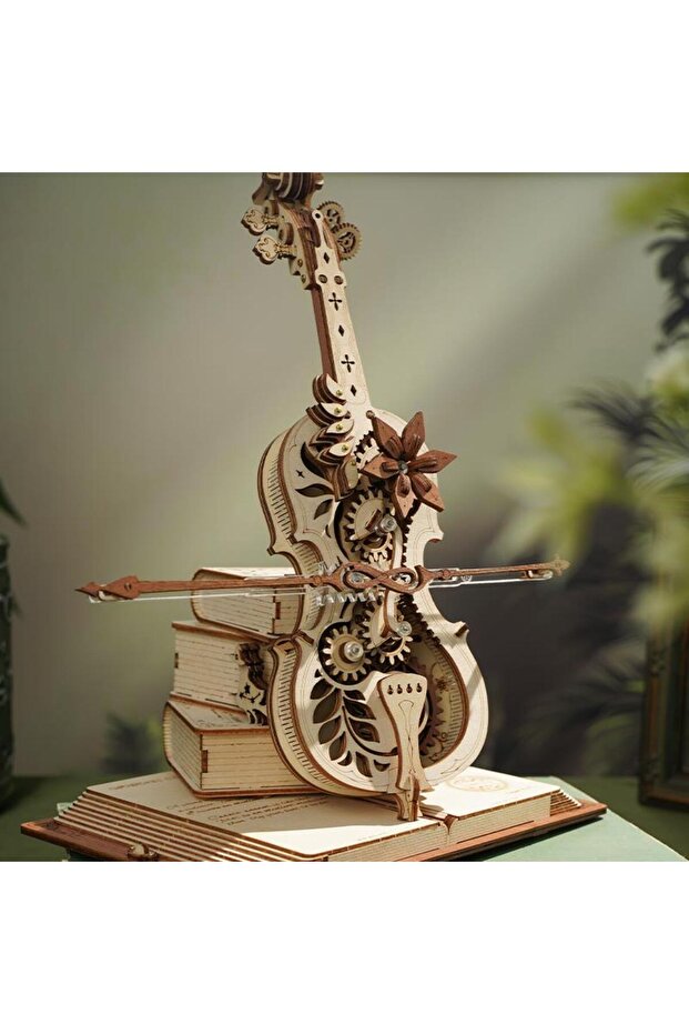 AMK63 Çello Müzik Kutusu (Magic Cello) Music Box DIY Mechanical 3D Wooden Puzzle Maket Model Se - 4