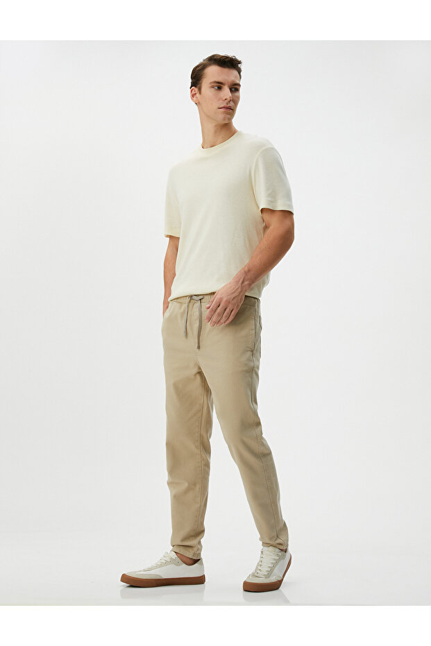 Lace Waist Trousers with Woven Pocket Detail