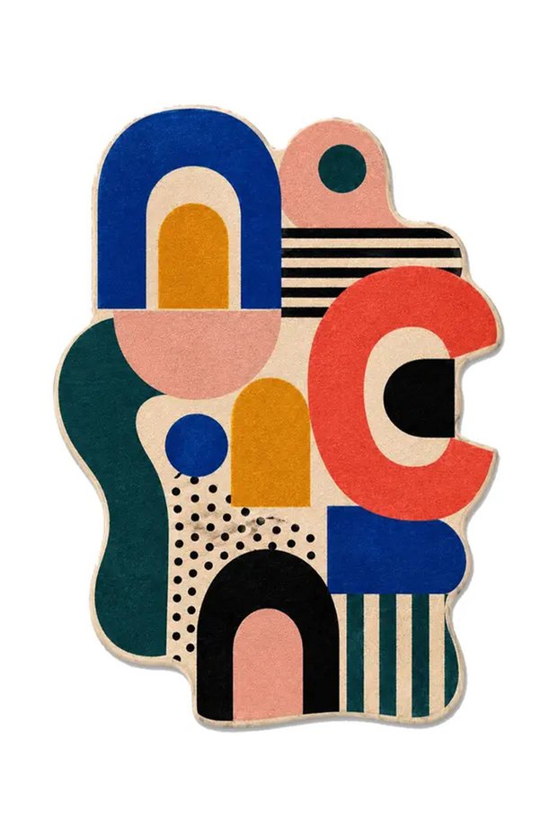 Sdt Pop-Art Modern Abstract Geometric Patterned Multi-Color Asymmetrical Woven Base Decorative Carpet Sdt1506