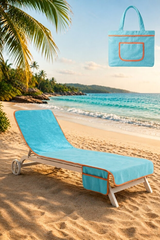 Alia Beach Towel 100% Cotton 76X216- Blue