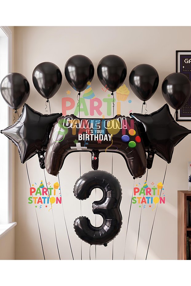 Gamer Player Game Console Age Foil Balloon Set Gamer Player Playstation Concept Birthday