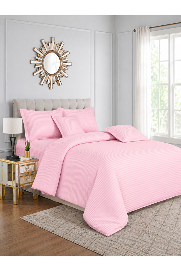 طقم لحاف ناعم مخطط من Sleep Night، مقاس كينج (220×240 سم)، 6 قطع، بنمط مخطط