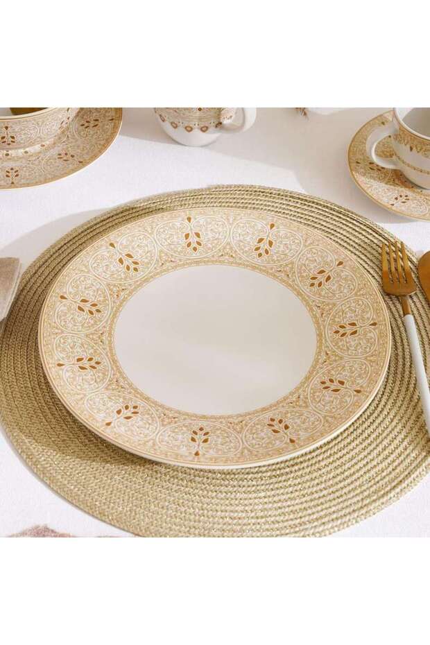 Gilded Filigree Stoneware Dinner Plate Dia27cm -white