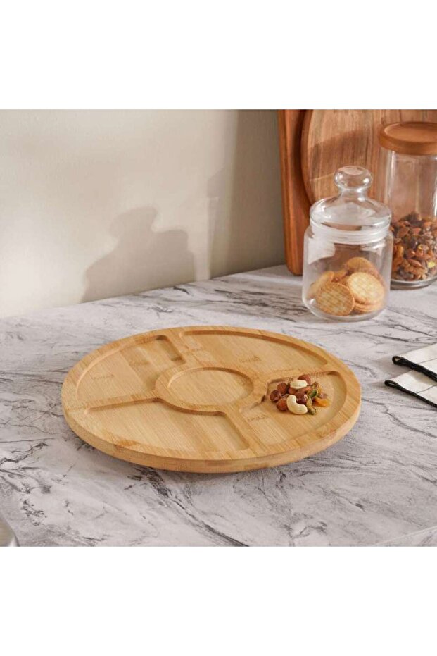 Natura Bamboo Lazy Susan Serving Platter Dia30x2.7cm -natural