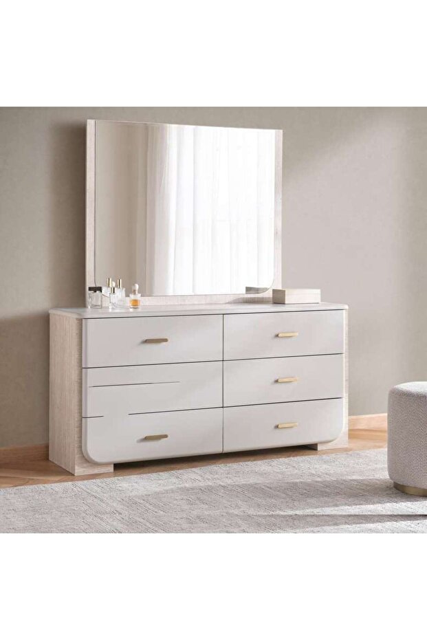 Deluxe Dresser With Mirror - Matt Grey