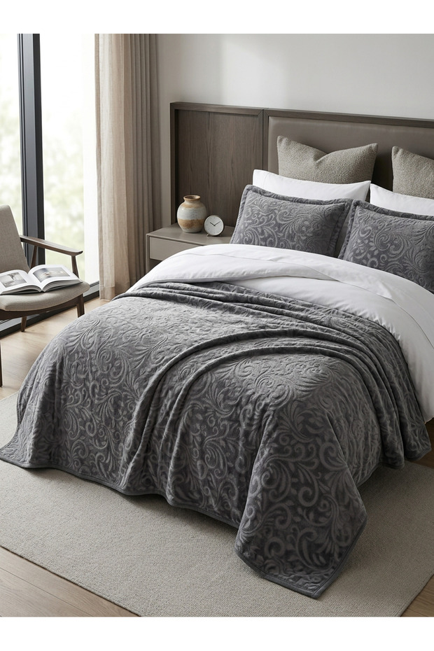 مينك ديزي 516 غطاء سرير/مفرش سرير مزدوج أنثراسايت 220*240 سم