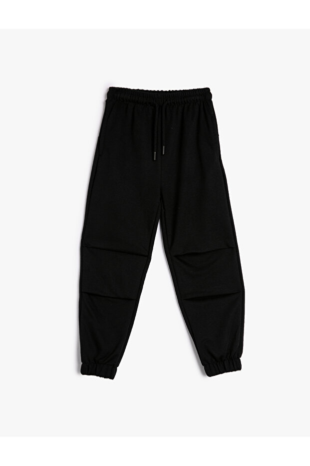 Basic Jogger Sweatpants Tie Waist Pocket Floor Detailed