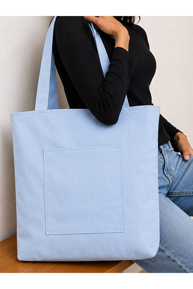 Light Blue Women's BAg - Zippered, HAnd And Shoulder BAg, Cloth FAbric, Custom MAde CreAtion