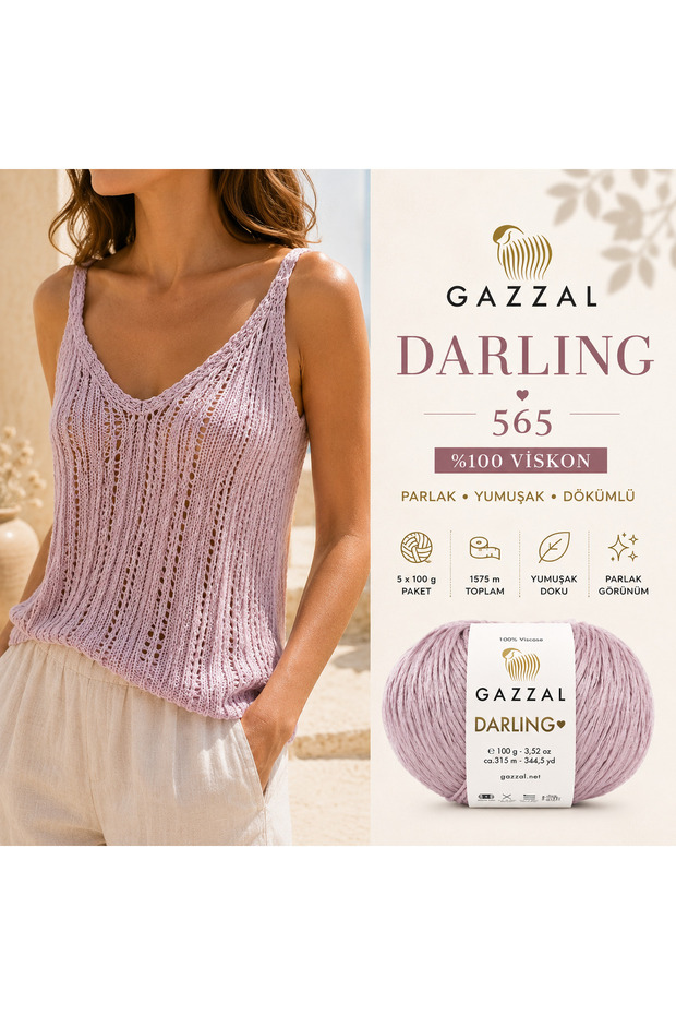 Darling 100% Viscose Hand Knitting Yarn 5 Pack 500 Gr Shiny Soft Summer Knitting Yarn 565