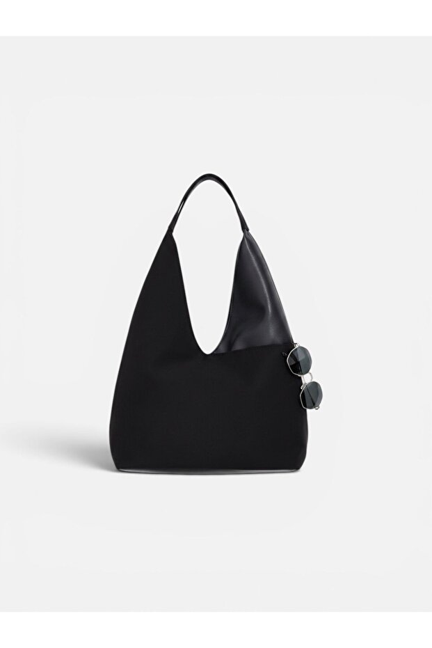 New Season Black Stella Double-Sided Suede and Faux Leather Magnetic Shoulder Bag