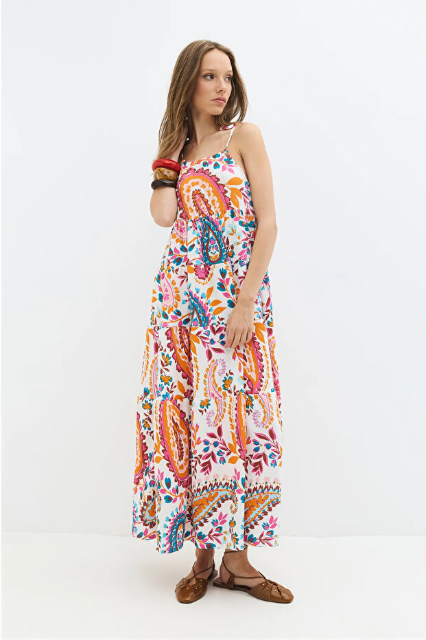Patterned Flowy Strap Maxi Dress - 2