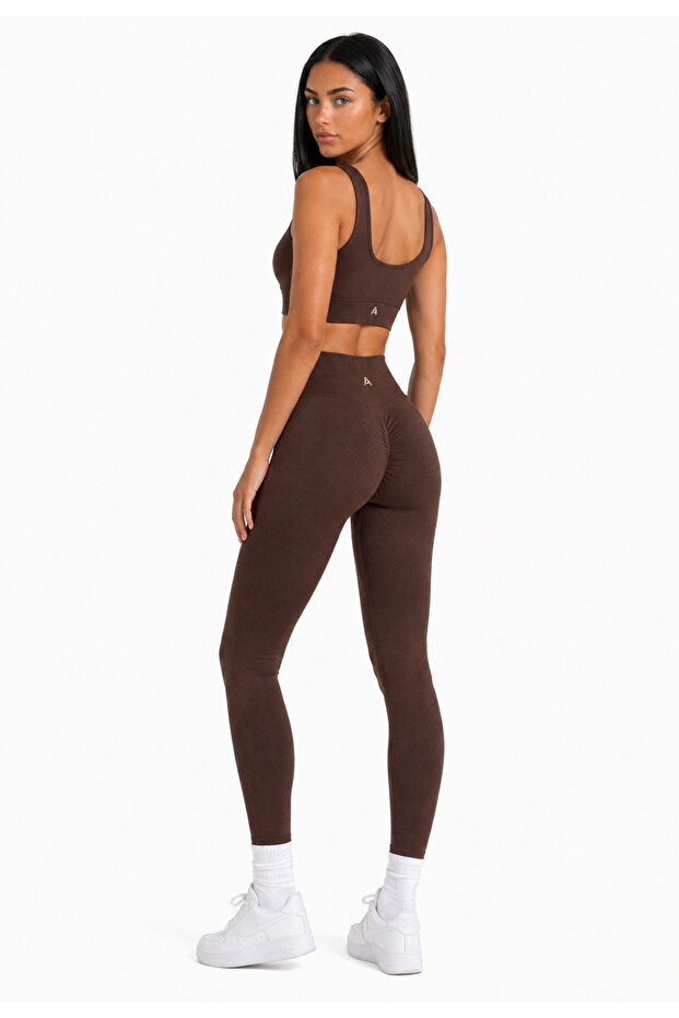 Bitter Brown U Neck Bustier Push up Seamless Leggings Set 1920-1950