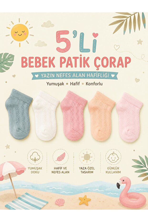 5-Pack of Baby Cotton Short Socks