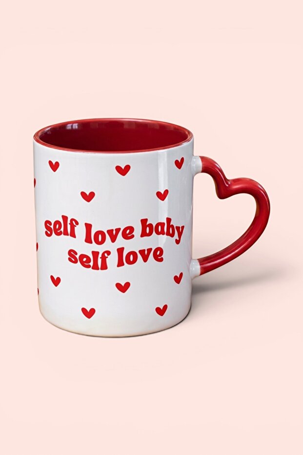 كوب بمقبض على شكل قلب أحمر من SELF LOVE