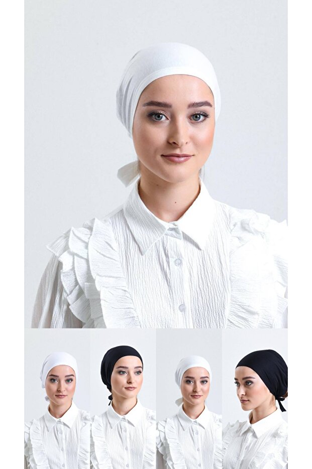 5 Plain Seamless Combed Cotton Bonnets