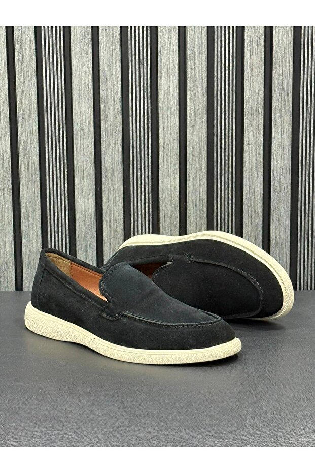 Black Suede Leather Men's Loafer Shoes