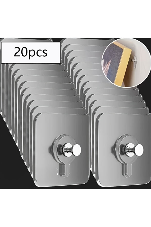 Transparent-20pcs 20pc Strong Adhesive Photo Frame Hook No Drilling Picture Frame Hanger Seamless Oi