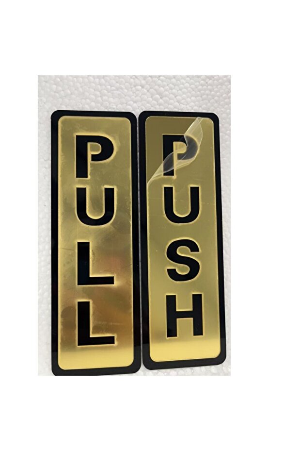 5x15cm gold-black 2Pcs Push Pull Door Sign Creative Door Stickers 3D Mirror Stickers Simplicity Door