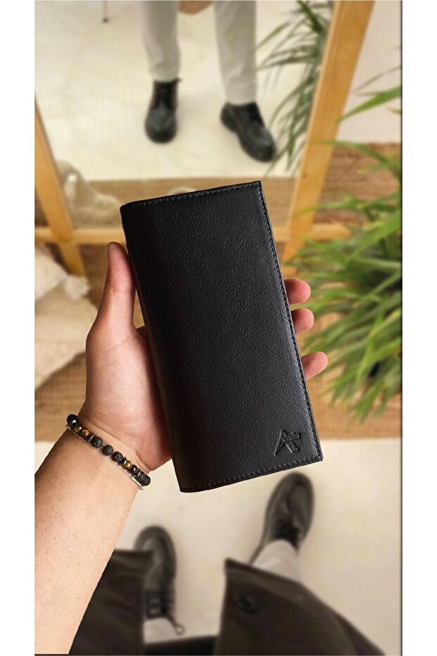 GENUINE LEATHER WITH MAGNET HAND HOLDER WALLET WITH PHONE Compartment