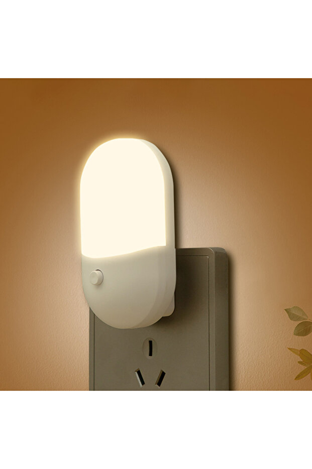 مفتاح إضاءة ليلية صغير LED أبيض من الاتحاد الأوروبي مزود بمقبس إضاءة LED لحماية العين ومصباح إضاءة ليلية للاستخدام في الأسرّة