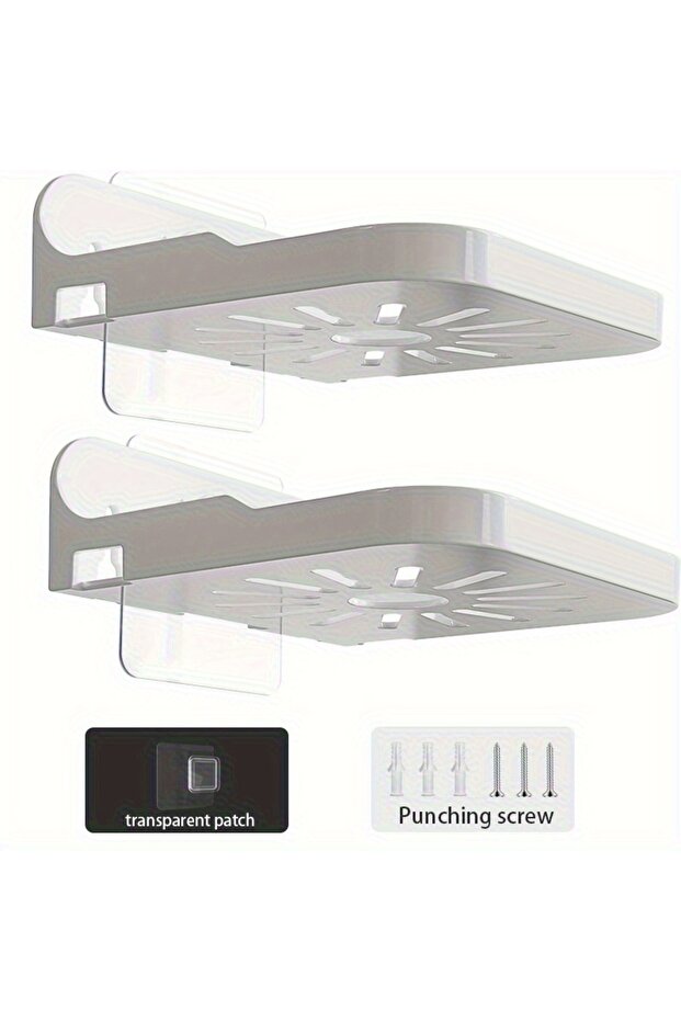 2pcs B white Universal Non-Drilling Wall Mount for CCTV Camera - Durable and Space-Saving Storage Ho