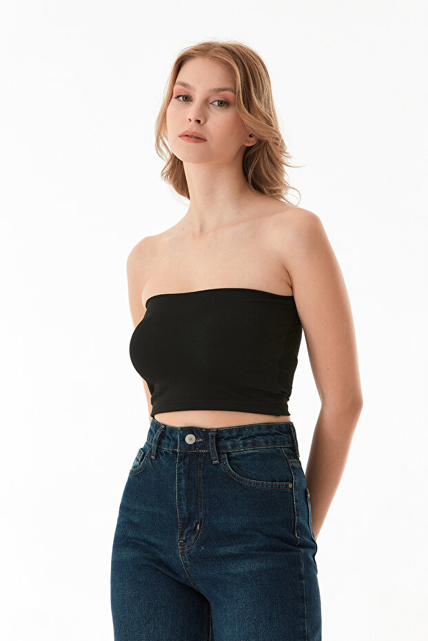 Basic Covered Strapless Bustier - 6