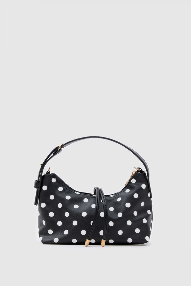 Celina Polka Dot Crossbody Hand and Shoulder Bag Black