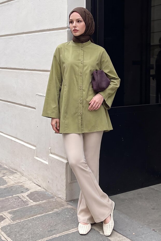 Flared Scuba Trousers - Stone