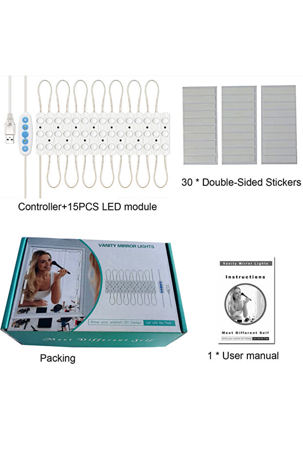مصابيح مرآة الزينة، مرآة المكياج، مصابيح إضاءة LED، مصابيح الزينة، USB 5 فولت، إضاءة طاولة الزينة في الحمام