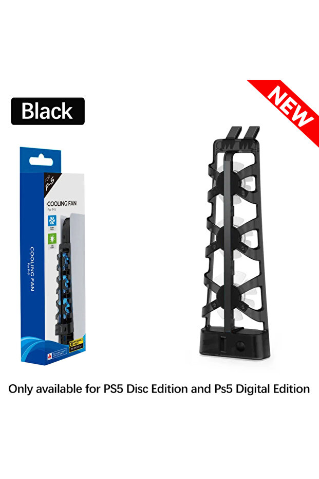 مروحة تبريد سوداء جديدة لجهاز PS5 إصدار القرص/الرقمي مع إضاءة LED لجهاز PS5 إصدار القرص/الرقمي