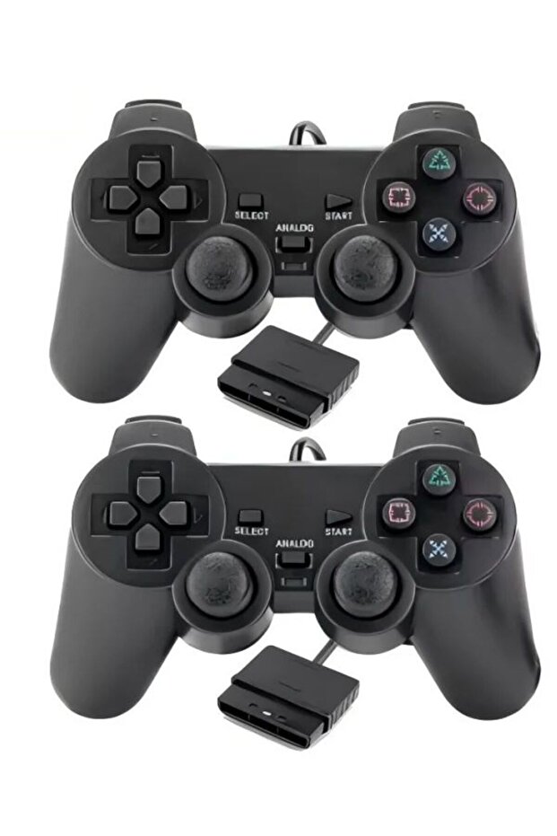 Black 2pcs Wired Vibration Game Controller for PlayStation 2 PS2, Single Vibration Gamepad Joystick